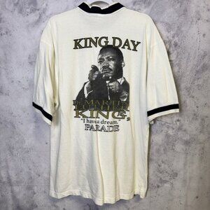 Vintage Dr Martin Luther King Polo Shirt Mens 2XL White Short Sleeve King Day